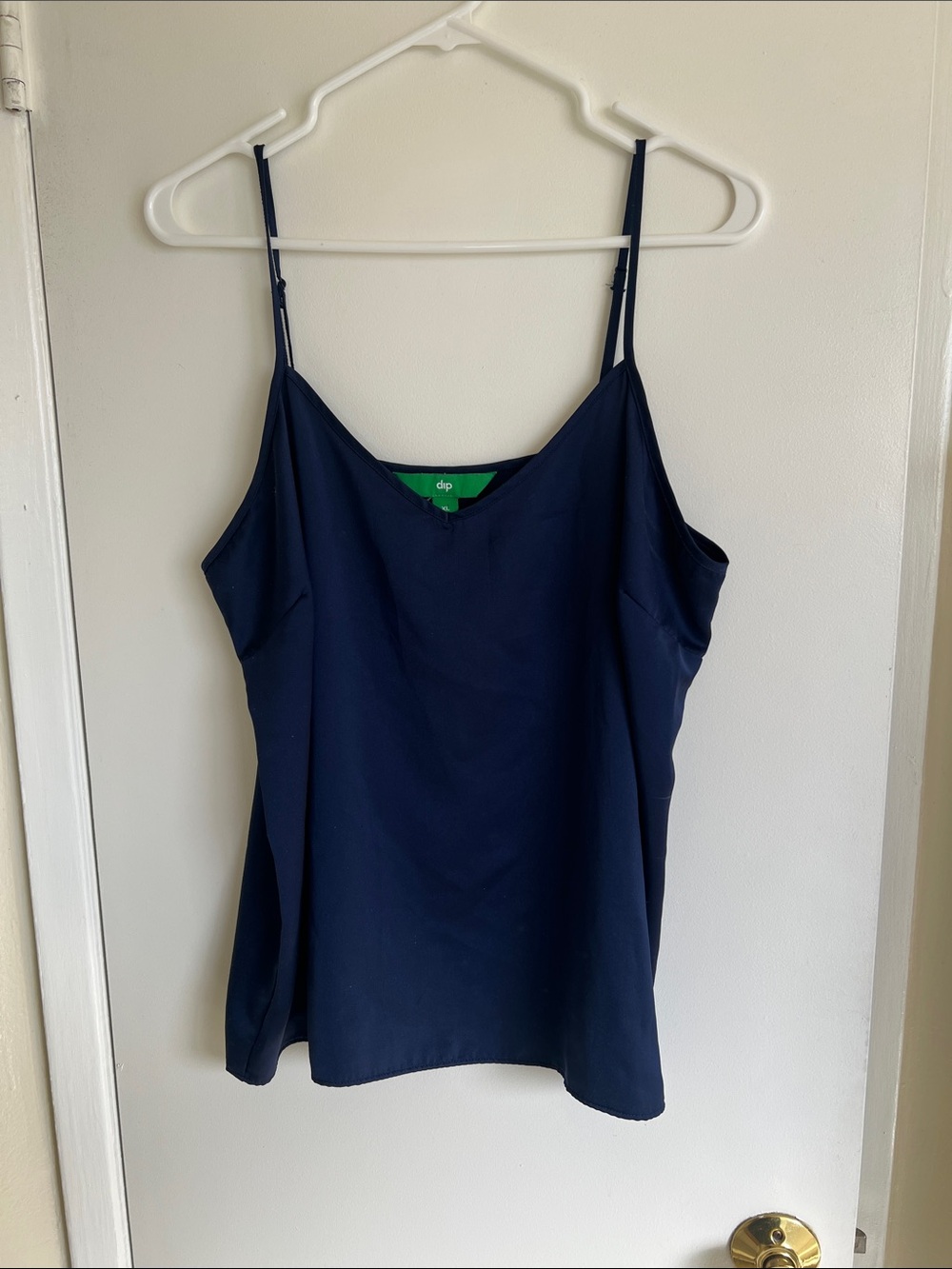 Navy Blue Satin Tank Blouse